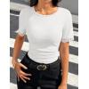 ZESICA Women’s 2026 Spring Lace Short Sleeve T Shirts Summer Crewneck Fitted Going Out Tops Dressy Fashion Clothes(White)