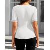 ZESICA Women’s 2026 Spring Lace Short Sleeve T Shirts Summer Crewneck Fitted Going Out Tops Dressy Fashion Clothes(White)