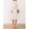 ZESICA Women’s Spring Long Sleeve Wrap V Neck Ribbed Knit Pleated A Line Pullover Sweater Dress with Belt(Apricot)