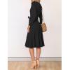 ZESICA Women’s Spring Long Sleeve Wrap V Neck Ribbed Knit Pleated A Line Pullover Sweater Dress with Belt(Black)