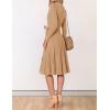 ZESICA Women’s Spring Long Sleeve Wrap V Neck Ribbed Knit Pleated A Line Pullover Sweater Dress with Belt(Camel)