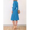 ZESICA Women’s Spring Long Sleeve Wrap V Neck Ribbed Knit Pleated A Line Pullover Sweater Dress with Belt(Cobaltblue)