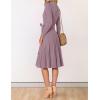 ZESICA Women’s Spring Long Sleeve Wrap V Neck Ribbed Knit Pleated A Line Pullover Sweater Dress with Belt(Darkviolet)