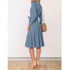 ZESICA Women’s Spring Long Sleeve Wrap V Neck Ribbed Knit Pleated A Line Pullover Sweater Dress with Belt(Dustyblue)