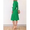 ZESICA Women’s Spring Long Sleeve Wrap V Neck Ribbed Knit Pleated A Line Pullover Sweater Dress with Belt(Green)