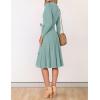 ZESICA Women’s Spring Long Sleeve Wrap V Neck Ribbed Knit Pleated A Line Pullover Sweater Dress with Belt(Lake)
