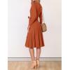 ZESICA Women’s Spring Long Sleeve Wrap V Neck Ribbed Knit Pleated A Line Pullover Sweater Dress with Belt(Maple)