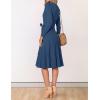 ZESICA Women’s Spring Long Sleeve Wrap V Neck Ribbed Knit Pleated A Line Pullover Sweater Dress with Belt(Navy)
