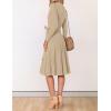 ZESICA Women’s Spring Long Sleeve Wrap V Neck Ribbed Knit Pleated A Line Pullover Sweater Dress with Belt(Oatmeal)
