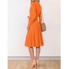 ZESICA Women’s Spring Long Sleeve Wrap V Neck Ribbed Knit Pleated A Line Pullover Sweater Dress with Belt(Orange)