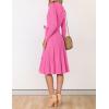 ZESICA Women’s Spring Long Sleeve Wrap V Neck Ribbed Knit Pleated A Line Pullover Sweater Dress with Belt(Pink)