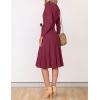 ZESICA Women’s Spring Long Sleeve Wrap V Neck Ribbed Knit Pleated A Line Pullover Sweater Dress with Belt(Plum)