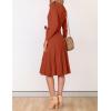 ZESICA Women’s Spring Long Sleeve Wrap V Neck Ribbed Knit Pleated A Line Pullover Sweater Dress with Belt(Rust)