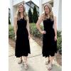 ZESICA Women’s 2026 Bohemian Summer Floral Print One Shoulder Sleeveless Smocked Ruffle Tiered Beach Long Midi Dress(Black)