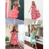ZESICA Women’s 2026 Bohemian Summer Floral Print One Shoulder Sleeveless Smocked Ruffle Tiered Beach Long Midi Dress(Cherry)