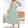 ZESICA Women’s 2026 Bohemian Summer Floral Print One Shoulder Sleeveless Smocked Ruffle Tiered Beach Long Midi Dress(Sage)