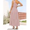 ZESICA Women’s 2026 Bohemian Summer Floral Print One Shoulder Sleeveless Smocked Ruffle Tiered Beach Long Midi Dress(Solidpink)