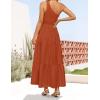 ZESICA Women’s 2026 Bohemian Summer Floral Print One Shoulder Sleeveless Smocked Ruffle Tiered Beach Long Midi Dress(Solidrust)