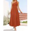 ZESICA Women’s 2026 Bohemian Summer Floral Print One Shoulder Sleeveless Smocked Ruffle Tiered Beach Long Midi Dress(Solidrust)