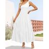 ZESICA Women’s 2026 Bohemian Summer Floral Print One Shoulder Sleeveless Smocked Ruffle Tiered Beach Long Midi Dress(White)