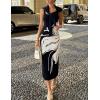 ZESICA Women’s 2026 Summer Spring Floral Maxi Dress Beach Vacation Casual Sleeveless Tank Knitted Bodycon Sweater Dresses(Black)