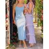 ZESICA Women’s 2026 Summer Spring Floral Maxi Dress Beach Vacation Casual Sleeveless Tank Knitted Bodycon Sweater Dresses(Blue)