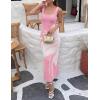 ZESICA Women’s 2026 Summer Spring Floral Maxi Dress Beach Vacation Casual Sleeveless Tank Knitted Bodycon Sweater Dresses(Pink)