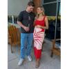 ZESICA Women’s 2026 Summer Spring Floral Maxi Dress Beach Vacation Casual Sleeveless Tank Knitted Bodycon Sweater Dresses(Red)