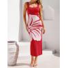 ZESICA Women’s 2026 Summer Spring Floral Maxi Dress Beach Vacation Casual Sleeveless Tank Knitted Bodycon Sweater Dresses(Red)