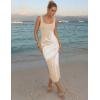 ZESICA Women’s 2026 Summer Spring Floral Maxi Dress Beach Vacation Casual Sleeveless Tank Knitted Bodycon Sweater Dresses(Sand)
