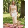 ZESICA Women’s 2026 Summer Spring Floral Maxi Dress Beach Vacation Casual Sleeveless Tank Knitted Bodycon Sweater Dresses(Sand)