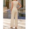 ZESICA Women’s Summer 2 Piece Outfits Knit Tops Suit Pants Matching Lounge Vacation Set Dressy Business Casual Clothes(Apricot)
