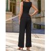 ZESICA Women’s Summer 2 Piece Outfits Knit Tops Suit Pants Matching Lounge Vacation Set Dressy Business Casual Clothes(Black)