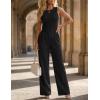 ZESICA Women’s Summer 2 Piece Outfits Knit Tops Suit Pants Matching Lounge Vacation Set Dressy Business Casual Clothes(Black)