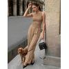 ZESICA Women’s Summer 2 Piece Outfits Knit Tops Suit Pants Matching Lounge Vacation Set Dressy Business Casual Clothes(Khaki)