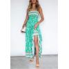 ZESICA Women’s Summer Boho Strapless Maxi Dress 2026 Casual Off Shoulder Smocked Flowy A Line Beach Holiday Long Dresses(Aqua)