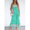 ZESICA Women’s Summer Boho Strapless Maxi Dress 2026 Casual Off Shoulder Smocked Flowy A Line Beach Holiday Long Dresses(Aqua)