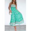 ZESICA Women’s Summer Boho Strapless Maxi Dress 2026 Casual Off Shoulder Smocked Flowy A Line Beach Holiday Long Dresses(Aqua)