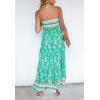 ZESICA Women’s Summer Boho Strapless Maxi Dress 2026 Casual Off Shoulder Smocked Flowy A Line Beach Holiday Long Dresses(Aqua)