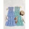 ZESICA Women’s Summer Boho Strapless Maxi Dress 2026 Casual Off Shoulder Smocked Flowy A Line Beach Holiday Long Dresses(Blue)
