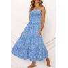 ZESICA Women’s Summer Boho Strapless Maxi Dress 2026 Casual Off Shoulder Smocked Flowy A Line Beach Holiday Long Dresses(Blue)