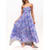 ZESICA Women’s Summer Boho Strapless Maxi Dress 2026 Casual Off Shoulder Smocked Flowy A Line Beach Holiday Long Dresses(Bluishviolet)