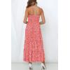 ZESICA Women’s Summer Boho Strapless Maxi Dress 2026 Casual Off Shoulder Smocked Flowy A Line Beach Holiday Long Dresses(Coralpink)