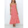 ZESICA Women’s Summer Boho Strapless Maxi Dress 2026 Casual Off Shoulder Smocked Flowy A Line Beach Holiday Long Dresses(Coralpink)