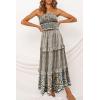 ZESICA Women’s Summer Boho Strapless Maxi Dress 2026 Casual Off Shoulder Smocked Flowy A Line Beach Holiday Long Dresses(Cream)