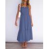 ZESICA Women’s Summer Boho Strapless Maxi Dress 2026 Casual Off Shoulder Smocked Flowy A Line Beach Holiday Long Dresses(Dustyblue)