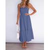 ZESICA Women’s Summer Boho Strapless Maxi Dress 2026 Casual Off Shoulder Smocked Flowy A Line Beach Holiday Long Dresses(Dustyblue)