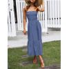 ZESICA Women’s Summer Boho Strapless Maxi Dress 2026 Casual Off Shoulder Smocked Flowy A Line Beach Holiday Long Dresses(Dustyblue)