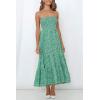 ZESICA Women’s Summer Boho Strapless Maxi Dress 2026 Casual Off Shoulder Smocked Flowy A Line Beach Holiday Long Dresses(Green)