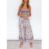 ZESICA Women’s Summer Boho Strapless Maxi Dress 2026 Casual Off Shoulder Smocked Flowy A Line Beach Holiday Long Dresses(Lavender)